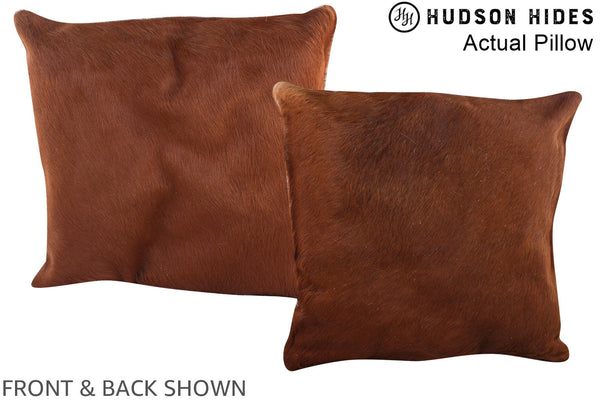 Solid Brown Cowhide Pillow #A13377