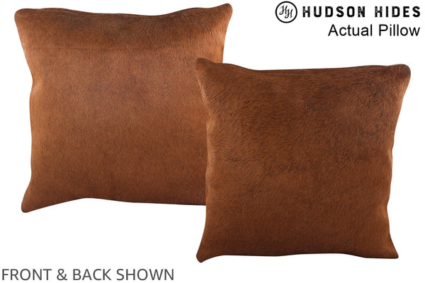 Solid Brown Cowhide Pillow #A13444