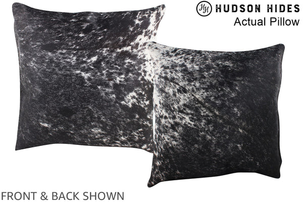Salt and Pepper Black Cowhide Pillow #A13476