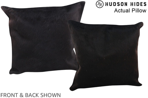 Solid Black Cowhide Pillow #A13699
