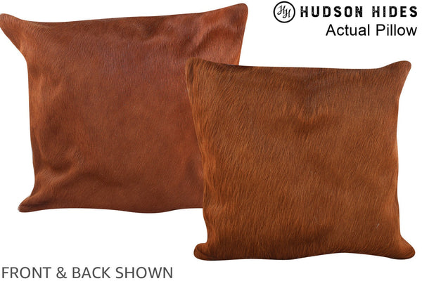 Solid Brown Cowhide Pillow #A13734