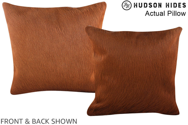 Solid Brown Cowhide Pillow #A13736