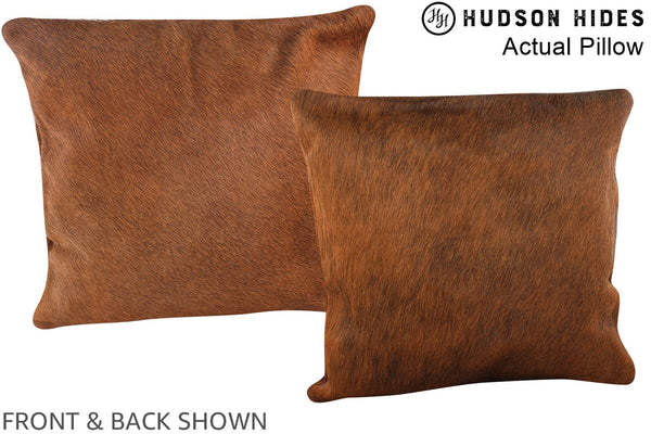 Solid Brown Cowhide Pillow #A13738