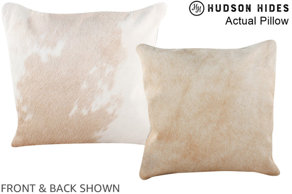 Beige and White Cowhide Pillow #A13759