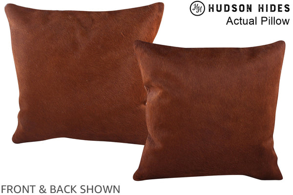 Solid Brown Cowhide Pillow #A13874