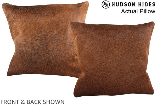 Solid Brown Cowhide Pillow #A13880