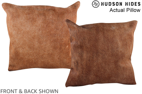 Solid Brown Cowhide Pillow #A13889