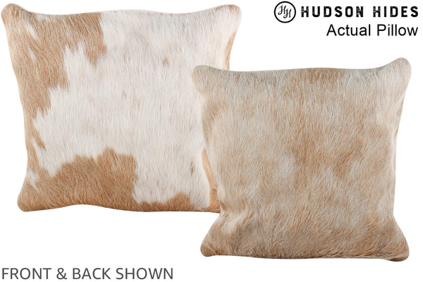 Beige and White Cowhide Pillow #A13966
