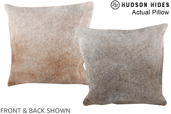 Grey with Beige Cowhide Pillow #A13973