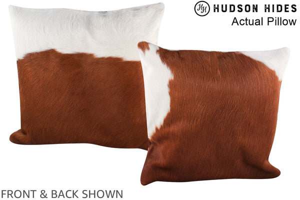 Brown and White Cowhide Pillow #A14194