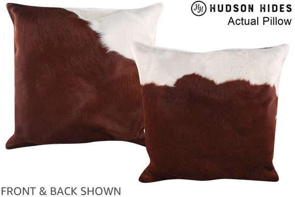Brown and White Cowhide Pillow #A14282