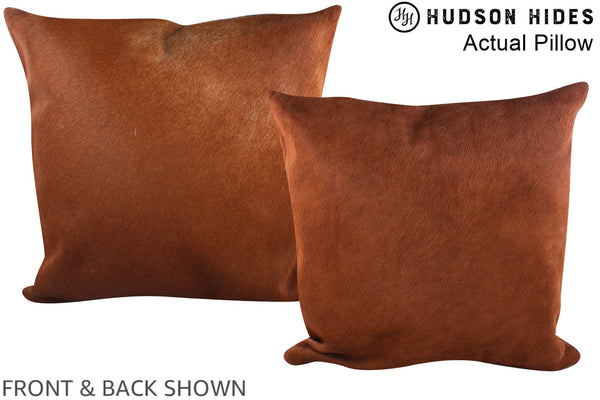 Solid Brown Cowhide Pillow #A14463