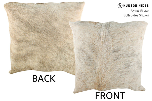 Ivory with Beige Cowhide Pillow #19221