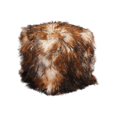 Tibetan Square 18" Pouf Ottoman Rust Tipped