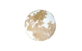 Cowhide 24" Round Patchwork Ottoman - light brown