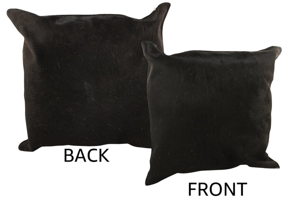 Solid Black Cowhide Pillow #34237