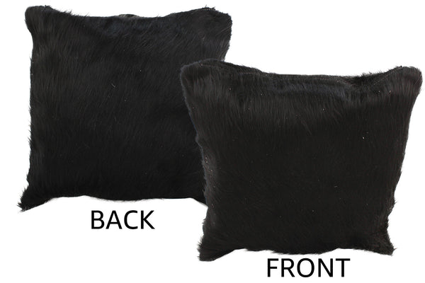 Solid Black Cowhide Pillow #34972