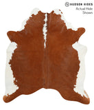Brown and White Regular Cowhide Rug #41052