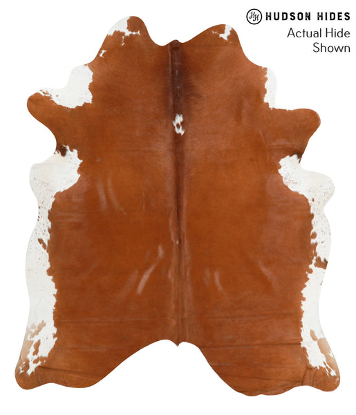 Brown and White Regular Cowhide Rug #41994