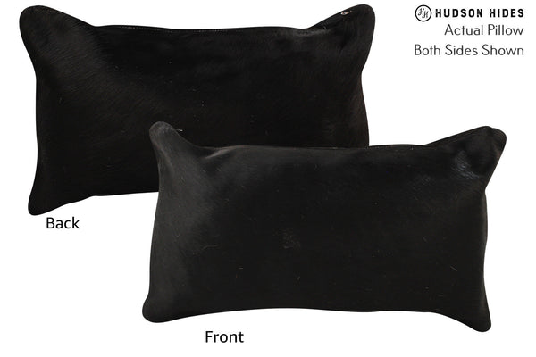Solid Black Cowhide Pillow #72256