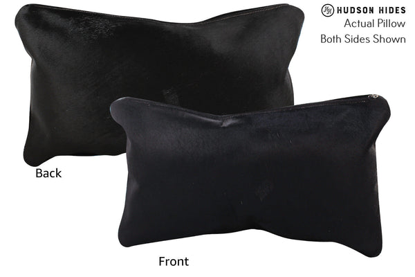 Solid Black Cowhide Pillow #73001