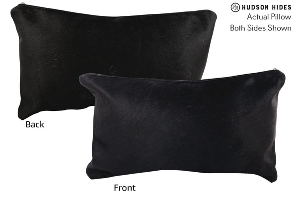 Solid Black Cowhide Pillow #73045