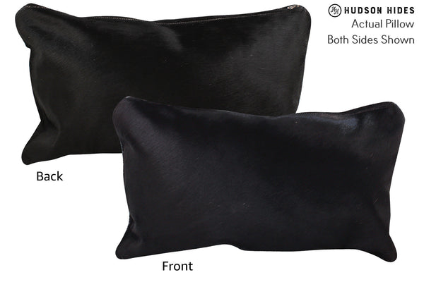 Solid Black Cowhide Pillow #73083