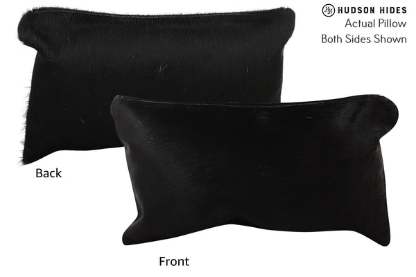 Solid Black Cowhide Pillow #73165