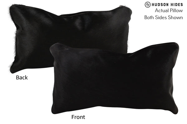 Solid Black Cowhide Pillow #73200