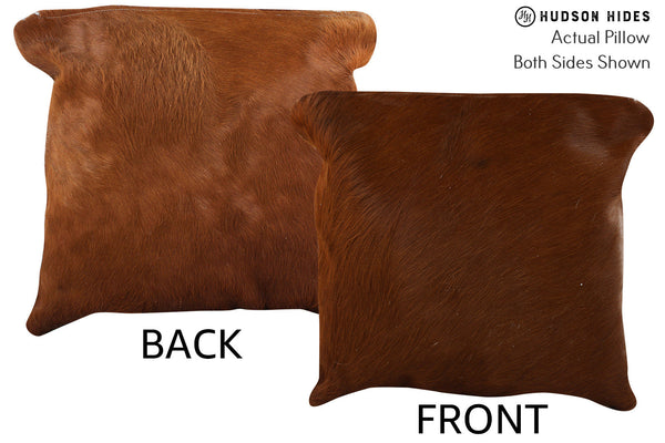 Solid Brown Cowhide Pillow #73957