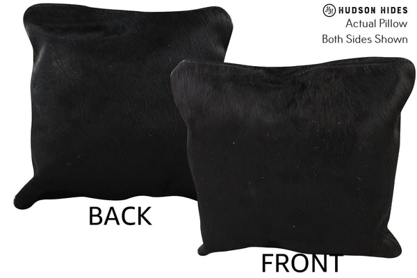 Solid Black Cowhide Pillow #74240