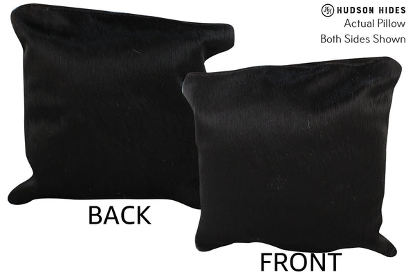 Solid Black Cowhide Pillow #74292