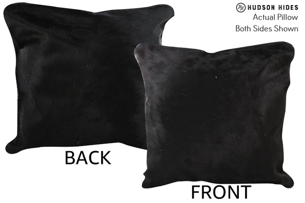 Solid Black Cowhide Pillow #74321