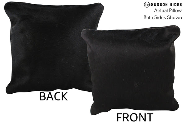 Solid Black Cowhide Pillow #74325