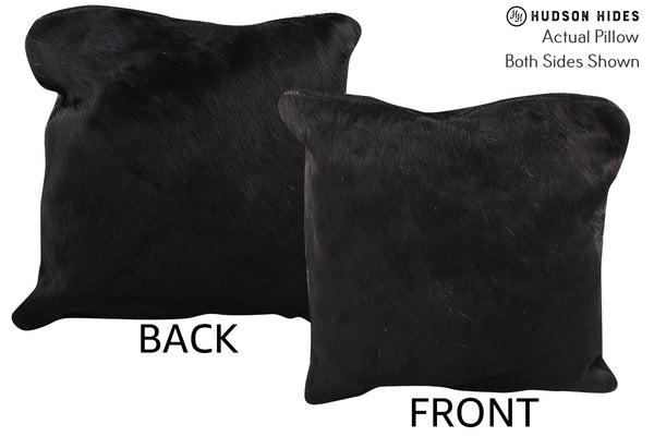 Solid Black Cowhide Pillow #74679