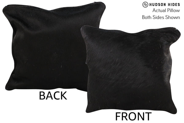 Solid Black Cowhide Pillow #74825