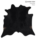 Solid Black Cowhide Rug #A10026