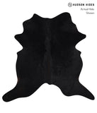 Solid Black Cowhide Rug #A10101