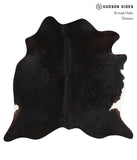 Solid Black Cowhide Rug #A10335