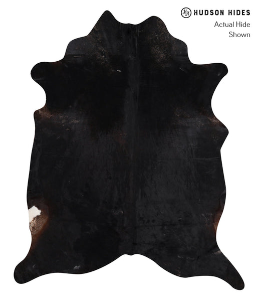Solid Black Cowhide Rug #A10865