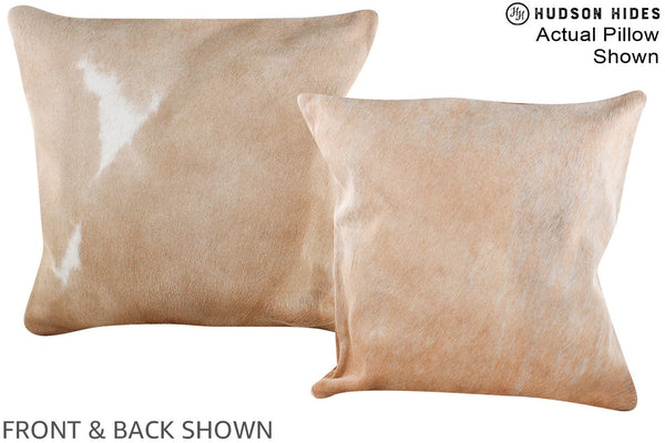 Beige and White Cowhide Pillow #A14577