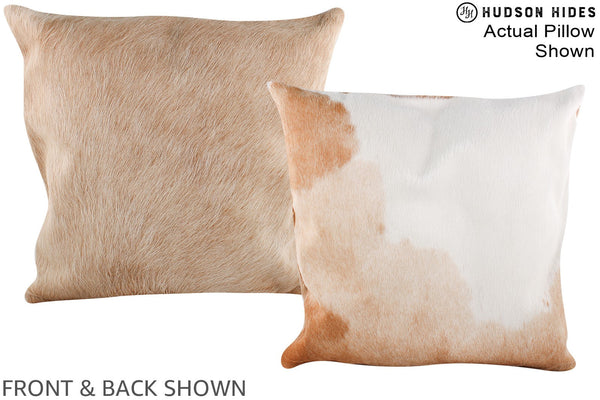 Beige and White Cowhide Pillow #A14581