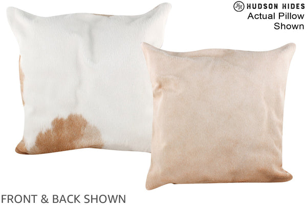 Beige and White Cowhide Pillow #A14588