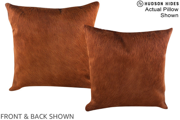 Solid Brown Cowhide Pillow #A14609