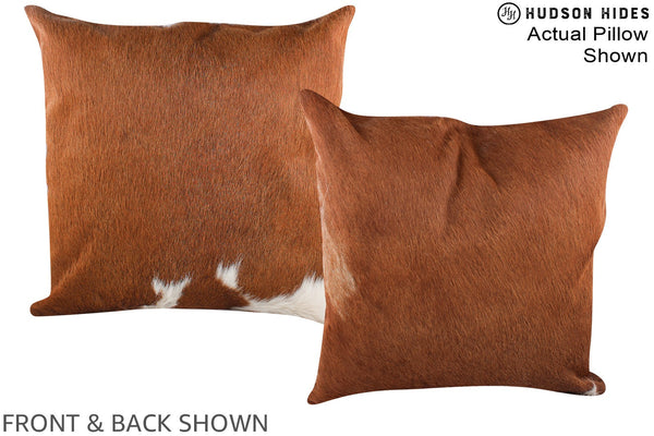 Solid Brown Cowhide Pillow #A14624