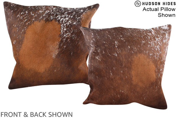Salt and Pepper Brown Cowhide Pillow #A14626