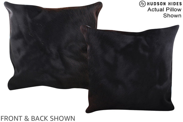 Solid Black Cowhide Pillow #A14647