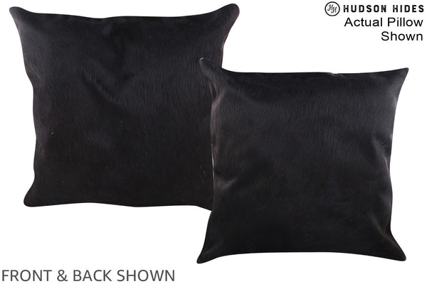 Solid Black Cowhide Pillow #A14667