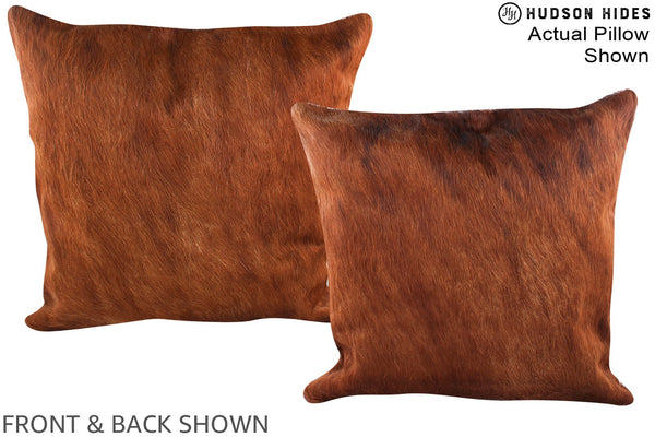 Solid Brown Cowhide Pillow #A14706