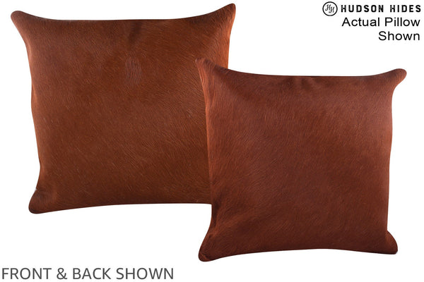 Solid Brown Cowhide Pillow #A14856